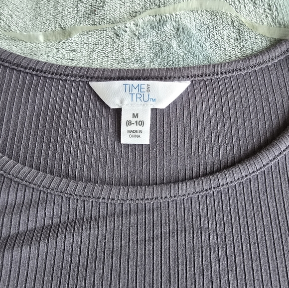Time and Tru Puff Sleeve Rib Top. Size Medium. New without Tags. Grey - Picture 3 of 6